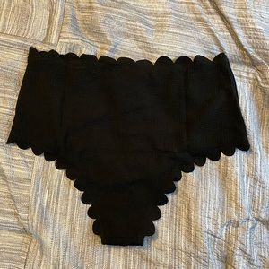 Black Scalloped Highwaisted Swim Bottoms
